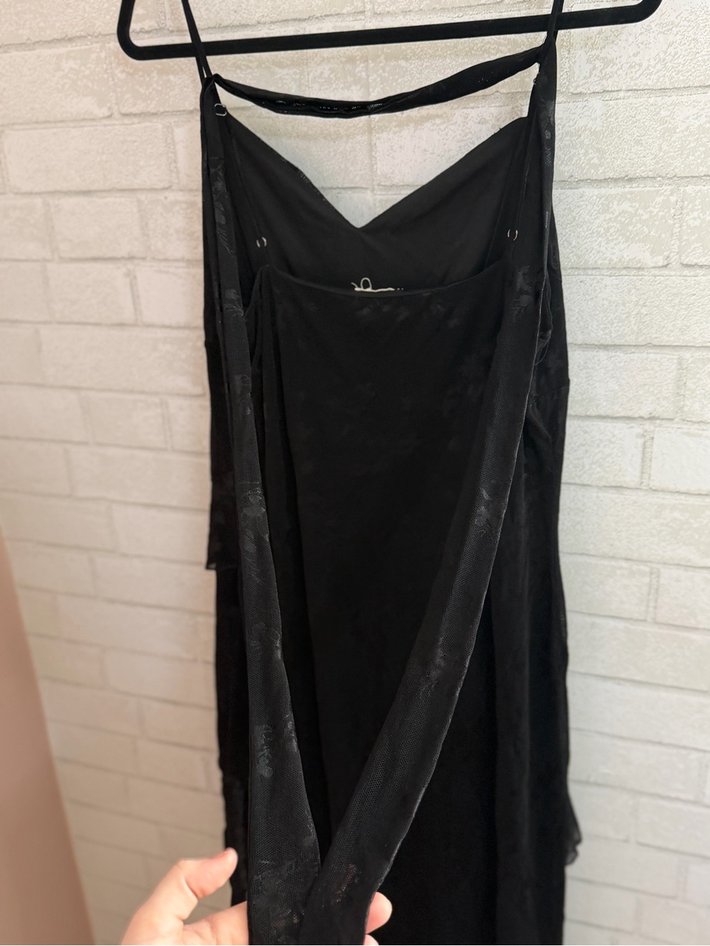 Gothic Y2K vintage Black Slip Dress with Sheer Overlay size XL